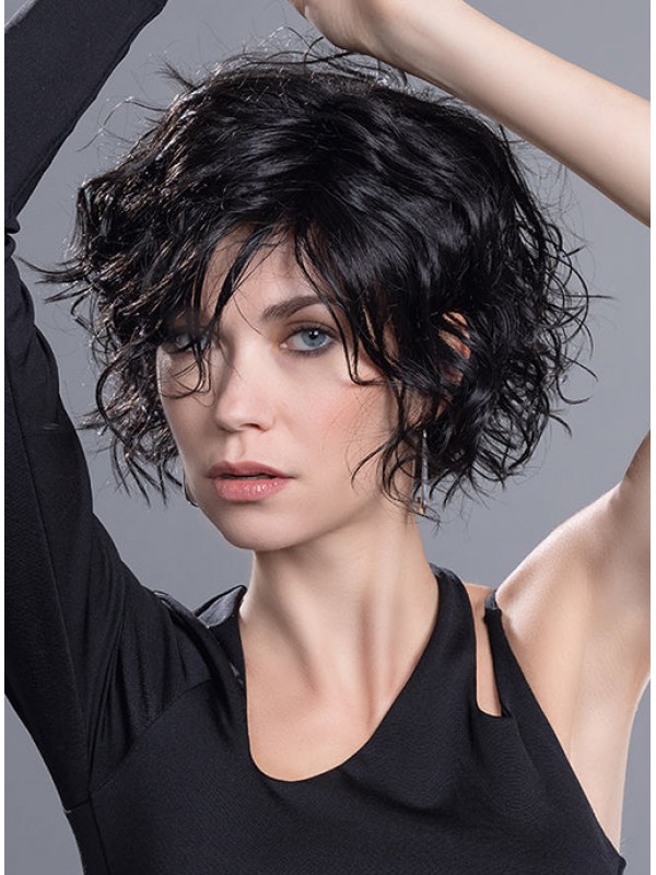 Black Curly Bob Lace Front Chin Length Wigs