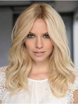 Platinum Blonde 16" Wavy Long 100% Hand-tied ...