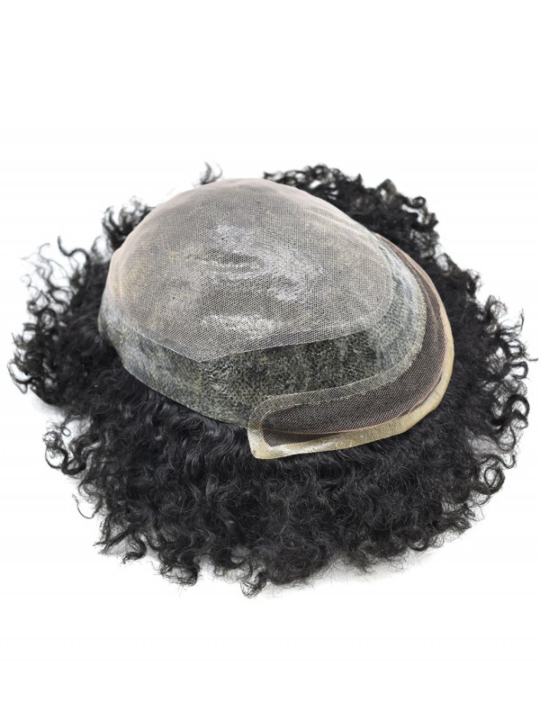 Afro-B Lace Front Afro Mens Toupee African American Hair Replacement System