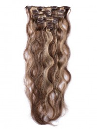 Brown Long Wavy Clip In Extension