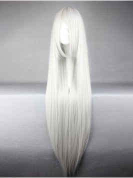 Silver-White Long Straight Synthetic Capless Cospl...
