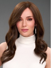 Long Brown Wigs Wavy Without Bangs Monofilament Human Hair Wigs