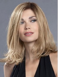 Long Wavy Wigs 14" Monofilament Without Bangs Human Hair Wigs