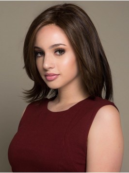 12" Layered Capless Human Hair Wigs With Bang...