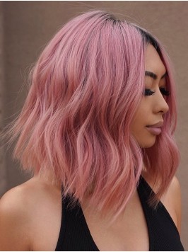 Middle-parting Full Lace Pink Wig Human Hair