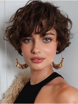 8" Wavy Remy Human Hair Bobs Ladies Short Wig...