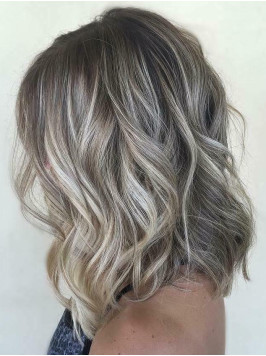 Luxury Shoulder Length Full Lace Grey Human Hair W...