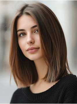 12" Straight Brown 100 Percent Human Hair Wig...