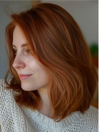 12" Without Bangs Straight Copper Lace Front Real Human Hair Wigs