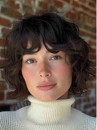 10" Wavy With Bangs Chin Length Lace Front Wigs
