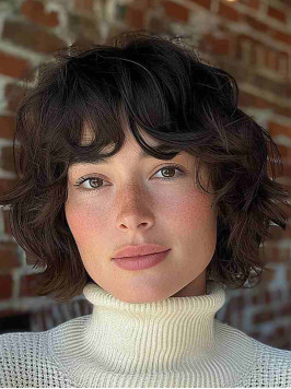 10" Wavy With Bangs Chin Length Lace Front Wi...