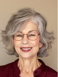 Grey Wigs Human Hair 10" Wavy Layered Wigs
