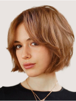 Bob Wig Chin Length Remy Human Hair 10" Strai...