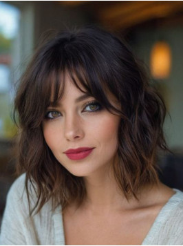 12" Monofilament Ombre/2 Tone With Bangs Huma...