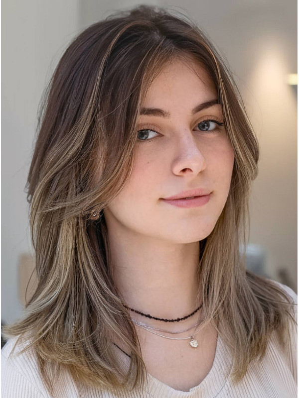Human Hair 14" Layered Straight Ombre Monofilament Shoulder Length Wigs