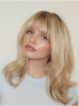 Medium Blonde Wig 14" Capless Remy Human Hair...