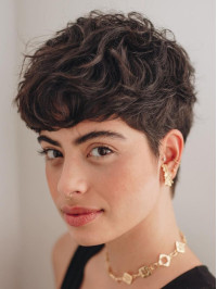 Short Curly Wigs Remy Human Hair Brown Boycuts 6" Wigs