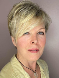 Short 6" Straight Ombre/2 Tone Boycuts Real Hair  Wigs