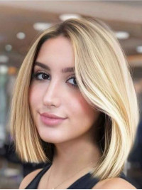 Blonde Lace Front Synthetic 10" Straight Bobs Wigs