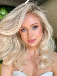 Long Lace Front 16" Layered Synthetic Platinum Blonde Wigs