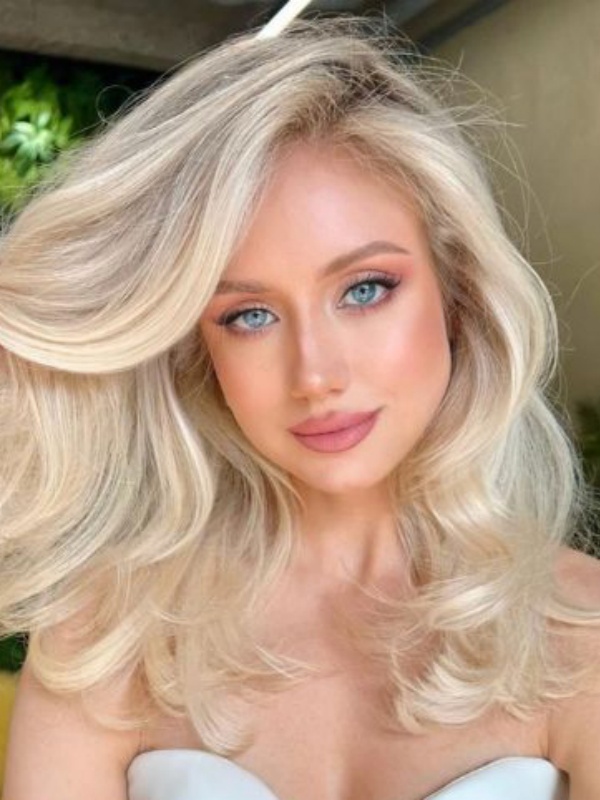 Long Lace Front 16" Layered Synthetic Platinum Blonde Wigs