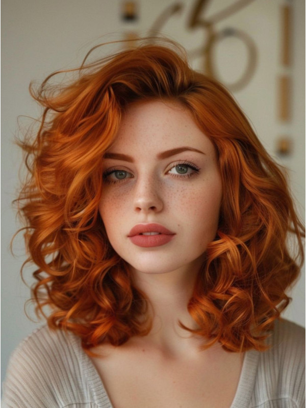 12" Auburn Synthetic Without Bangs Lace Front Curly Wigs