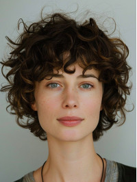 10" Brown Curly With Bangs Synthetic Wigs