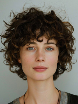 10" Brown Curly With Bangs Synthetic Wigs