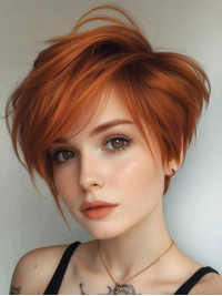 Short Auburn 6" Straight Synthetic Wigs