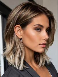 Synthetic Lace Front Wigs Layered Ombre 12" Straight Wigs