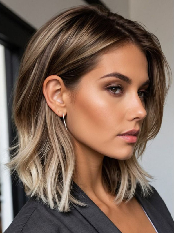 Synthetic Lace Front Wigs Layered Ombre 12" Straight Wigs