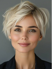 Straight Lace Front Wig Boycuts Platinum Blonde 8" Synthetic Wigs
