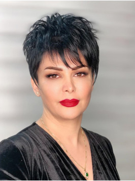 4" Capless Straight Short Black Synthetic Wig...