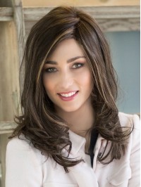 16" Long Brown Without Bangs Remy Human Hair Popular Lace Wigs