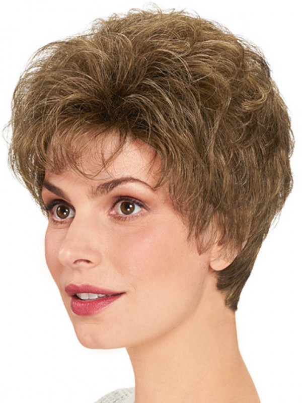 Wavy Cheap Layered Capless 8" Brown Synthetic Wigs