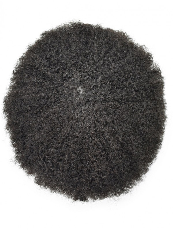 Afro Men's Toupee Lace Clear Skin PU Hair Replacement System for Black Men