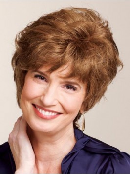 Layered Short Wavy Human Hair Capless Wigs 6 Inche...