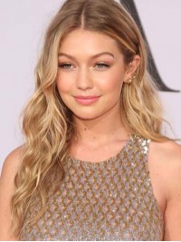 Gigi Hadid Central Parting Long Lace Front Wavy Remy Human Hair Wigs 20 Inches