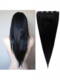 Natural Black Remy Clip In Human Hair Extension