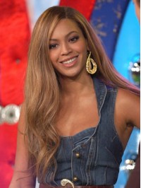 Beyonce Long Wavy Lace Front Human Hair Wigs With Side Bangs