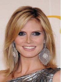 Heidi Klum Intimates Medium Straight Capless Human Hair Wigs With Side Bangs