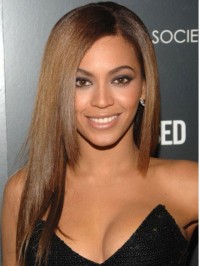 Beyonce Long Straight Full Lace Human Hair Wigs With Side Bangs