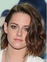 Kristen Steward Short Wavy Lace Front Human Hair Wigs With Side Bangs