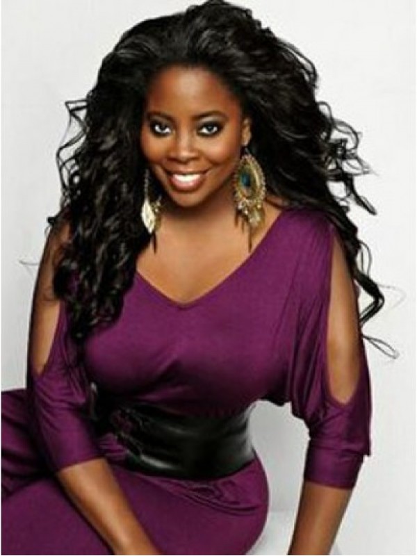 Kim Kimble Long Wavy Lace Front Human Hair Wigs Without Bangs