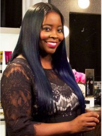 Kim Kimble Central Parting Long Straight Lace Front Human Hair Wigs