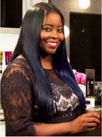 Kim Kimble Central Parting Long Straight Lace Front Human Hair Wigs