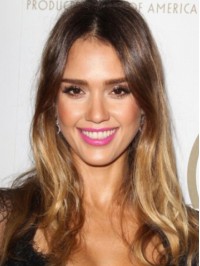 Jessica Alba Central Parting Lace Front Wavy Human Hair Wigs