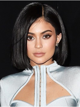 Kylie Jenner Black Short Straight Bob Style Lace F...