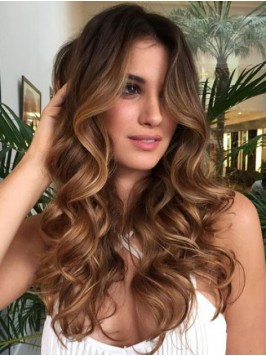 Central Parting Ombre Long Wavy Lace Front Wig