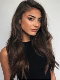 Long Wavy Capless Synthetic Wigs With Side Bangs 20 Inches